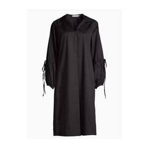 NWT HARSHMAN 100% Cotton XS Black Tara Midi Shift Dress With Pockets $325